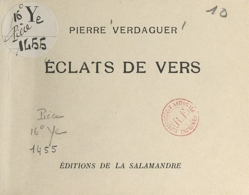 Éclats de vers - Pierre Verdaguer - FeniXX réédition numérique