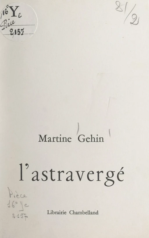 L'astravergé - Martine Géhin - FeniXX réédition numérique