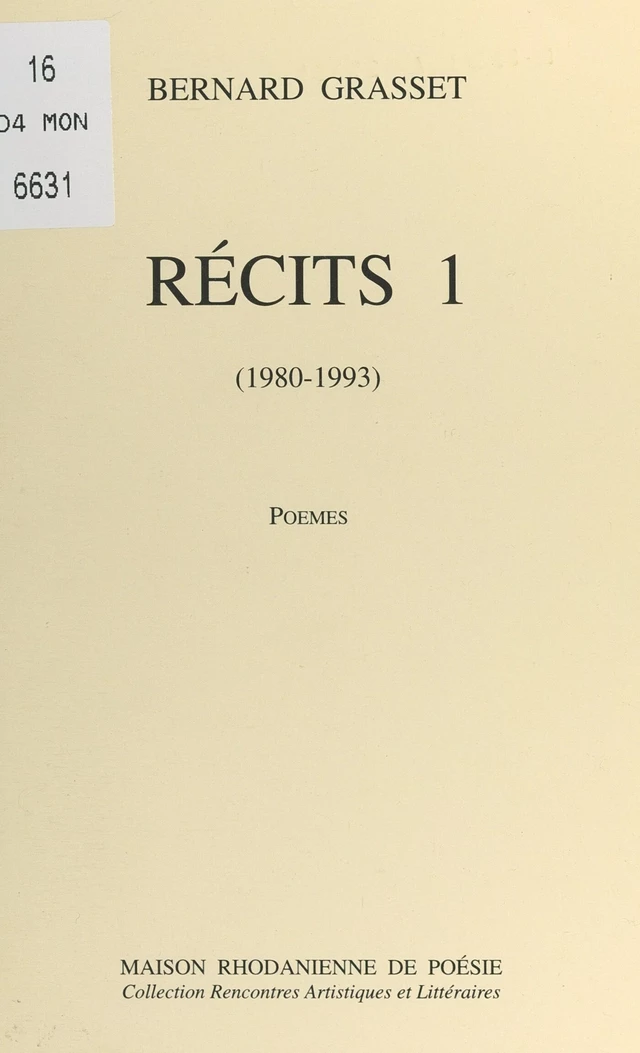 Récits (1) - Bernard Grasset - FeniXX réédition numérique