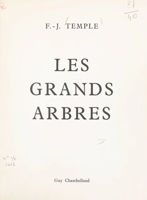 Les grands arbres - Frédéric Jacques Temple - FeniXX réédition numérique