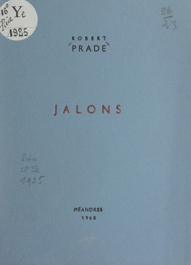 Jalons - Robert Prade - FeniXX réédition numérique