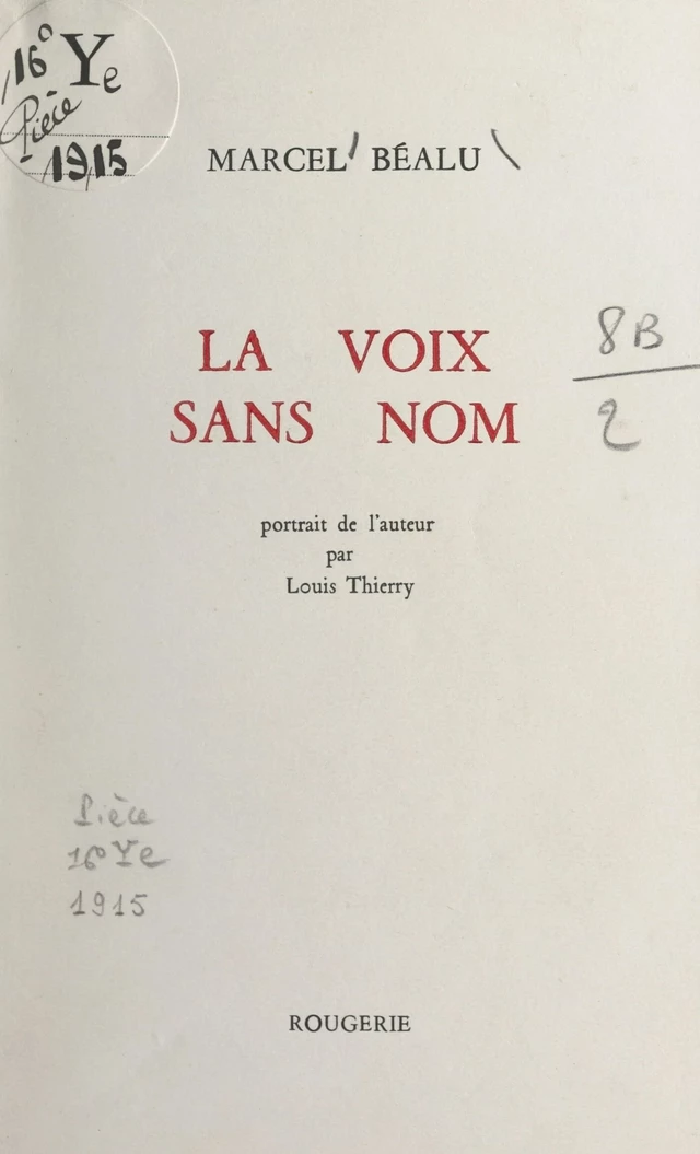 La voix sans nom - Marcel Béalu - FeniXX réédition numérique