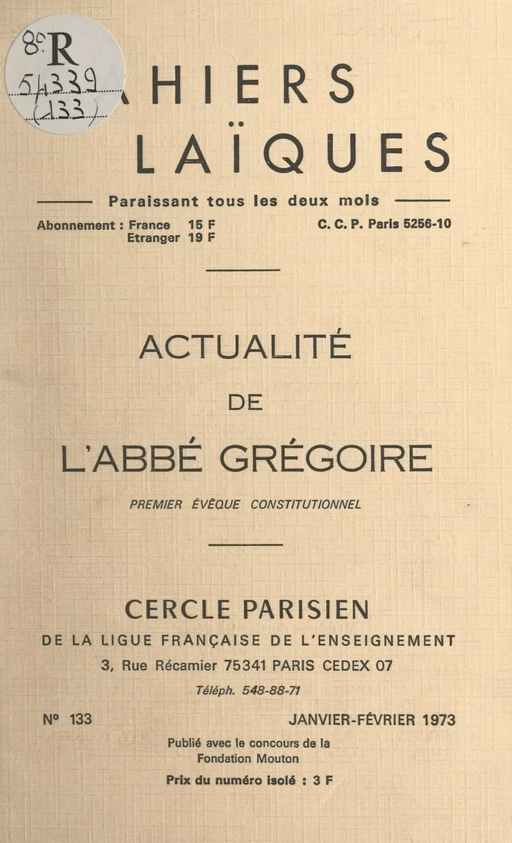 Actualité de l'Abbé Grégoire - Lucien Boes, Paul Painlevé - FeniXX réédition numérique