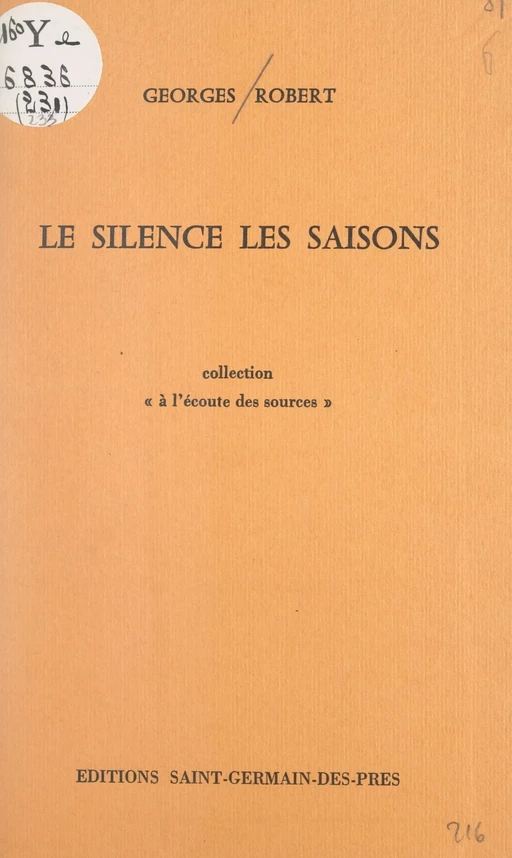 Le silence, les saisons - Georges Robert - FeniXX réédition numérique