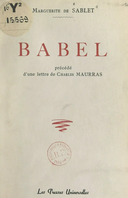 Babel - Marguerite de Sablet - FeniXX réédition numérique