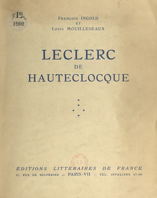 Leclerc de Hauteclocque - François Ingold, Louis Mouilleseaux - FeniXX réédition numérique