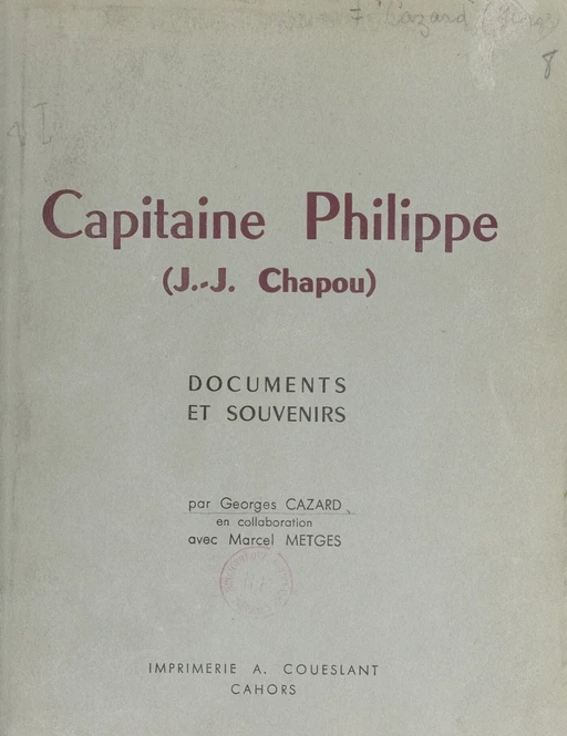 Capitaine Philippe (J.-J. Chapou) - Georges Cazard - FeniXX réédition numérique