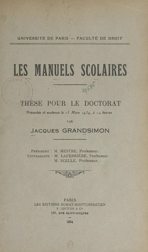 Les manuels scolaires - Jacques Grandsimon - FeniXX réédition numérique