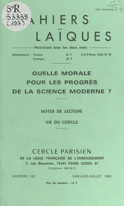 Quelle morale pour les progrès de la science moderne ?