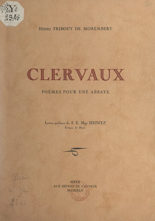 Clervaux - Henri Tribout de Morembert - FeniXX réédition numérique