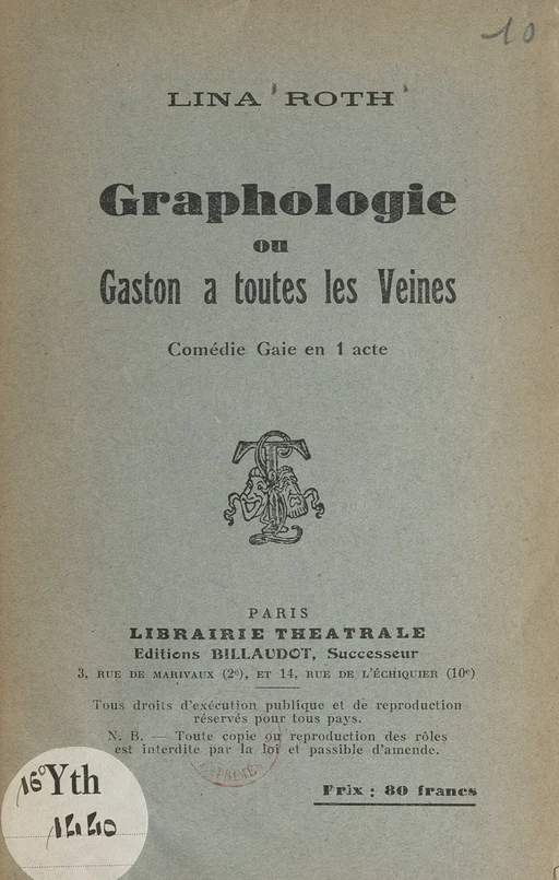 Graphologie - Lina Roth - FeniXX réédition numérique