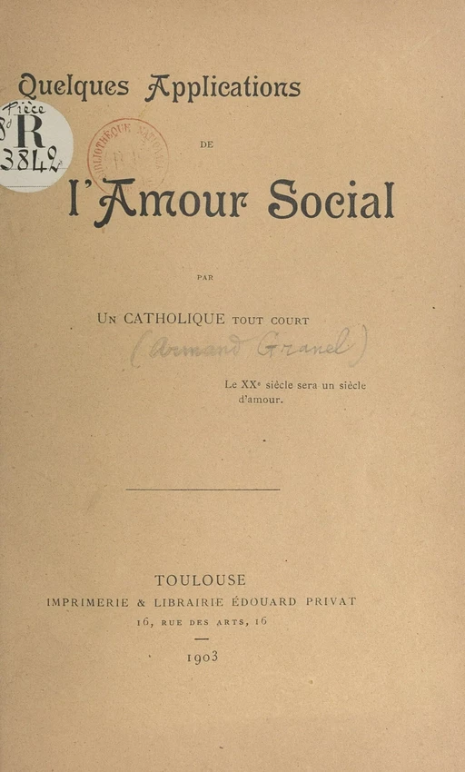 Quelques applications de l'amour social - Armand Granel - FeniXX réédition numérique