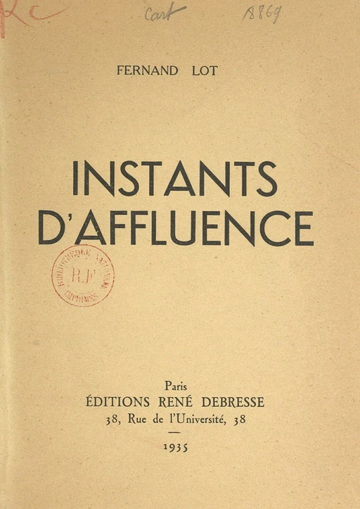 Instants d'affluence - Fernand Lot - FeniXX réédition numérique