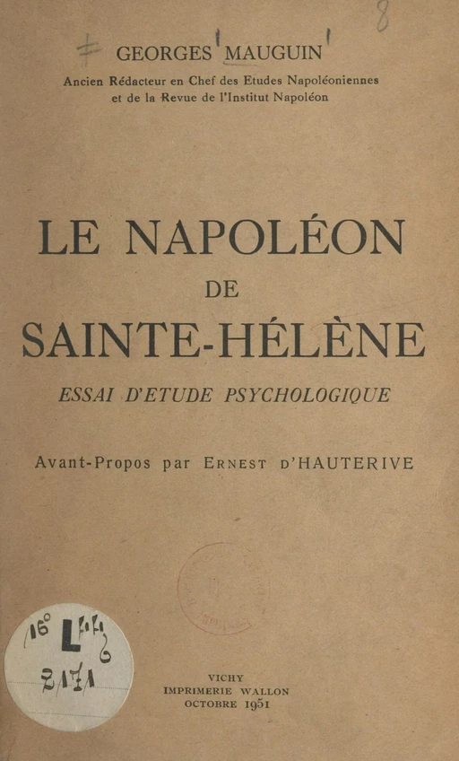 Le Napoléon de Sainte-Hélène - Georges Mauguin - FeniXX réédition numérique