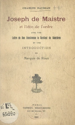 Joseph de Maistre et l'idée de l'ordre