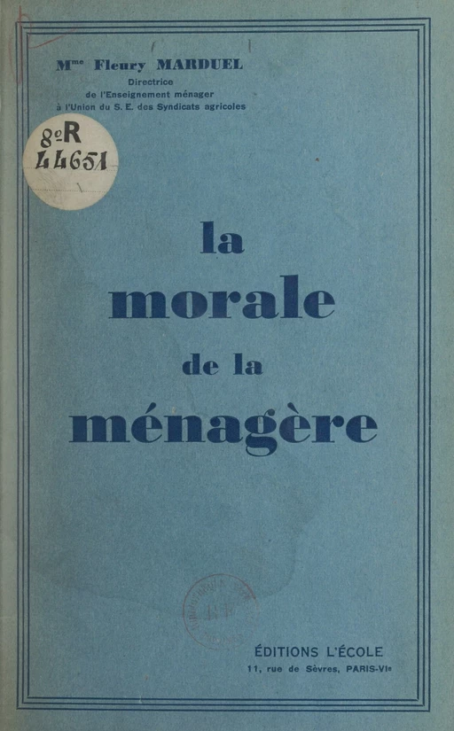 La morale de la ménagère - Fleury Marduel - FeniXX réédition numérique