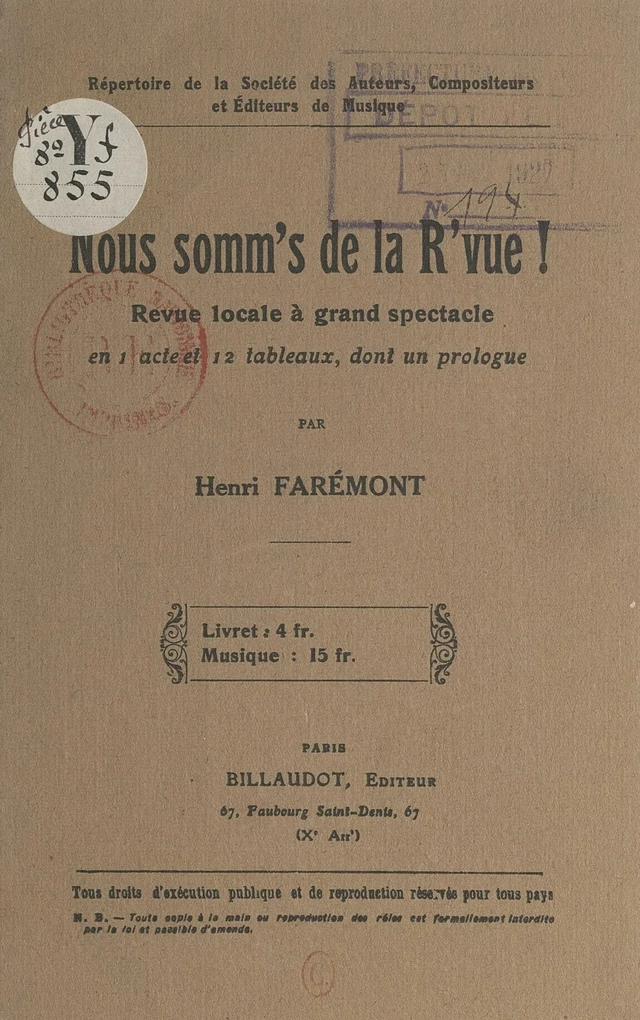 Nous somm's de la R'vue ! - Henri Farémont - FeniXX réédition numérique