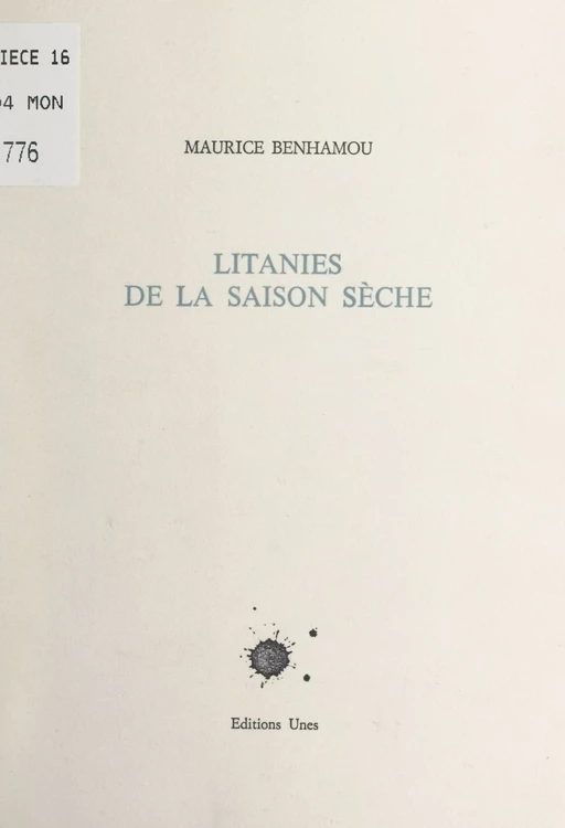 Litanies de la saison sèche - Maurice Benhamou - FeniXX réédition numérique