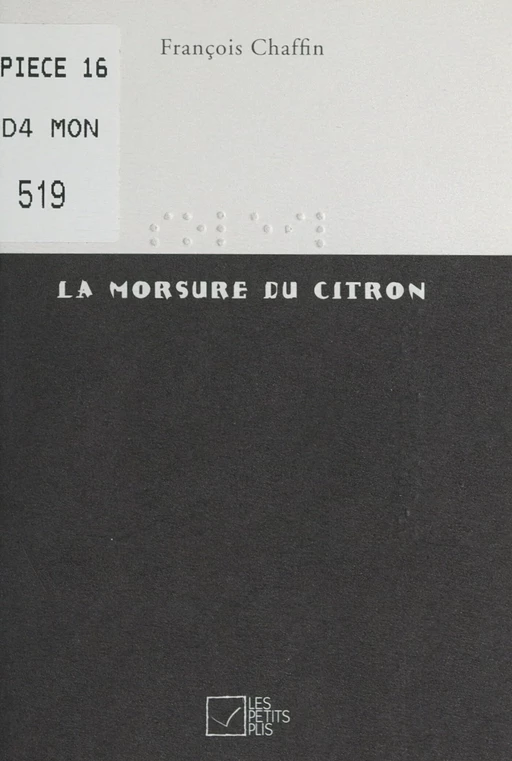 La morsure du citron - François Chaffin - FeniXX réédition numérique