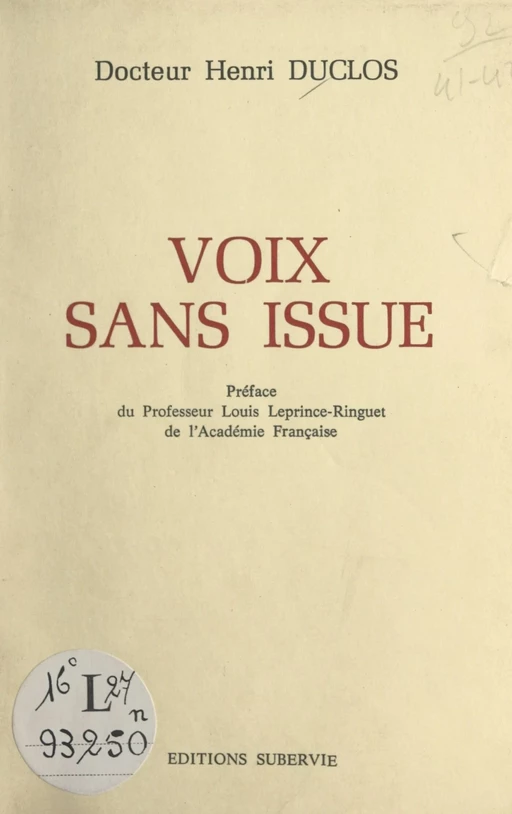 Voix sans issue - Henri Duclos - FeniXX réédition numérique