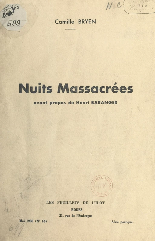 Nuits massacrées - Camille Bryen - FeniXX réédition numérique