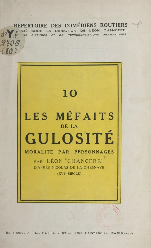 Les méfaits de la gulosité - Léon Chancerel - FeniXX réédition numérique