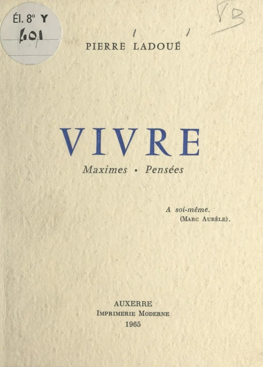 Vivre - Pierre Ladoué - FeniXX réédition numérique