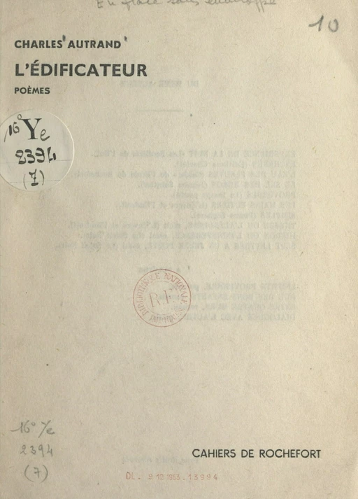 L'édificateur - Charles Autrand - FeniXX réédition numérique