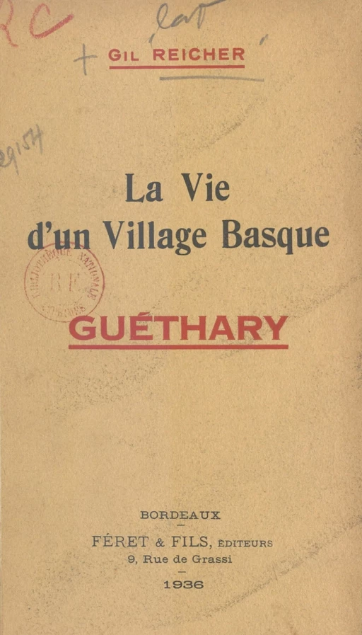 La vie d'un village basque : Guéthary - Gil Reicher - FeniXX rédition numérique