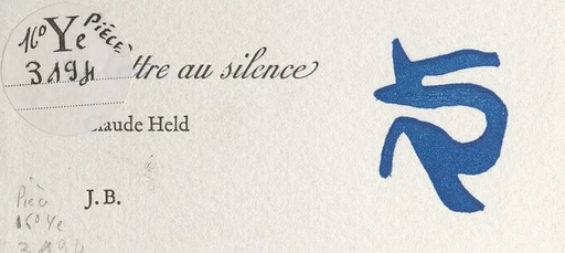 Lettre au silence - Claude Held - FeniXX réédition numérique