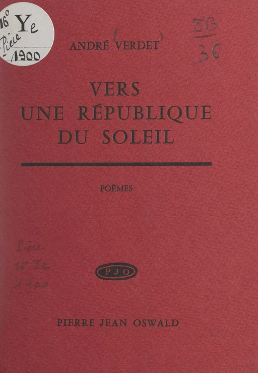 Vers une République du soleil - André Verdet - FeniXX réédition numérique