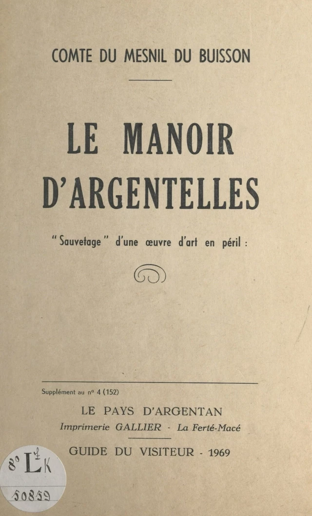 Le manoir d'Argentelles - Robert du Mesnil du Buisson - FeniXX réédition numérique