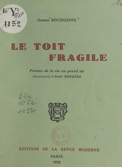 Le toit fragile - Gaston Bourgeois - FeniXX réédition numérique