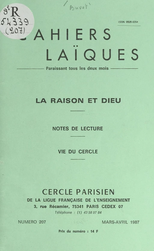 La raison et Dieu - René Buvet, Ernest Kahane, André Thomas - FeniXX réédition numérique