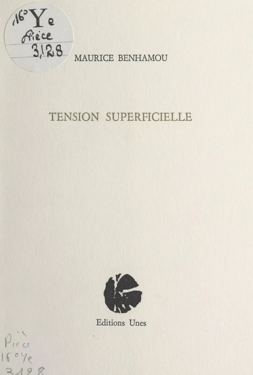 Tension superficielle - Maurice Benhamou - FeniXX réédition numérique