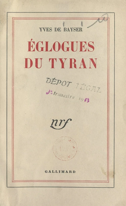 Églogues du tyran - Yves de Bayser - FeniXX réédition numérique