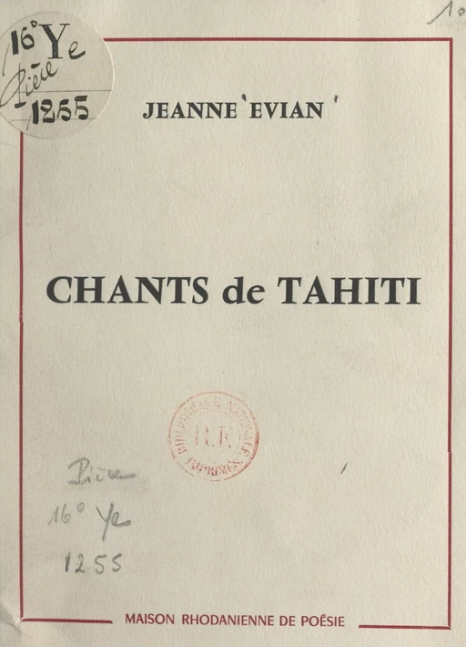 Chants de Tahiti - Jeanne Evian - FeniXX réédition numérique