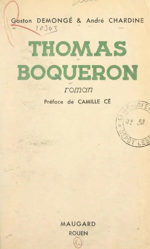 Thomas Boqueron - André Chardine, Gaston Demongé - FeniXX réédition numérique