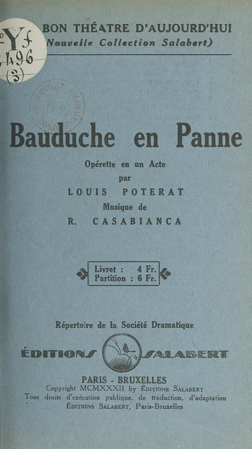 Bauduche en panne - Louis Poterat - FeniXX réédition numérique