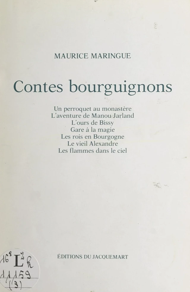 Contes bourguignons - Maurice Maringue - FeniXX réédition numérique