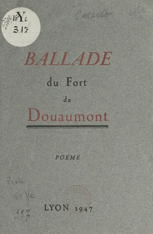 Ballade du Fort de Douaumont - Fausto Casado - FeniXX réédition numérique