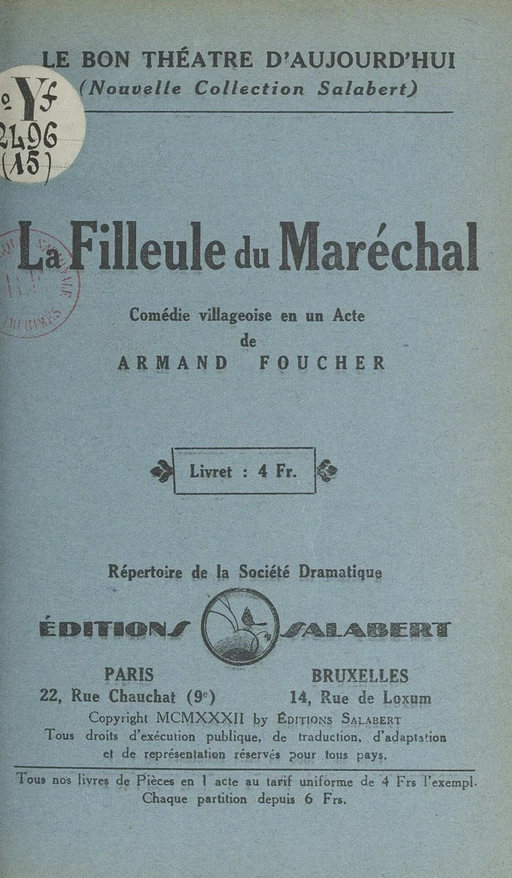 La filleule du maréchal - Armand Foucher - FeniXX réédition numérique