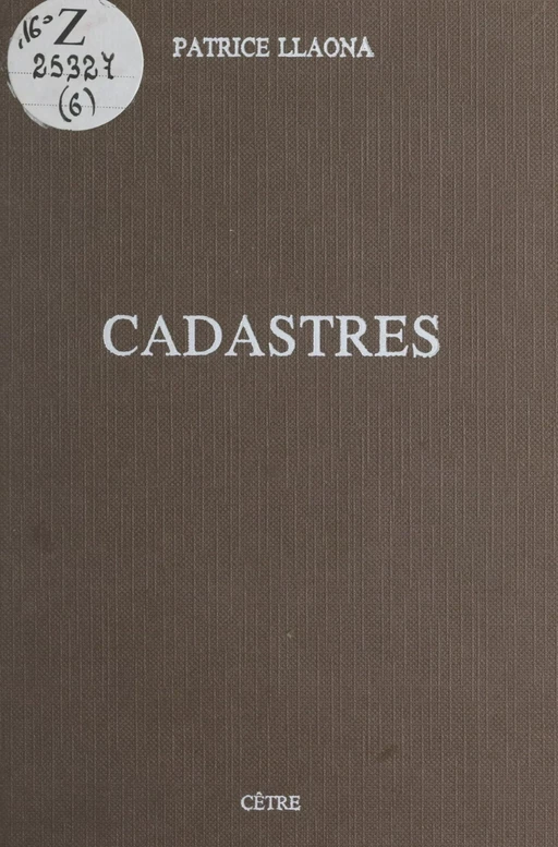 Cadastres - Patrice Llaona - FeniXX réédition numérique