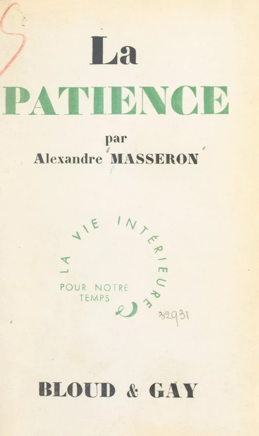 La patience - Alexandre Masseron - FeniXX réédition numérique