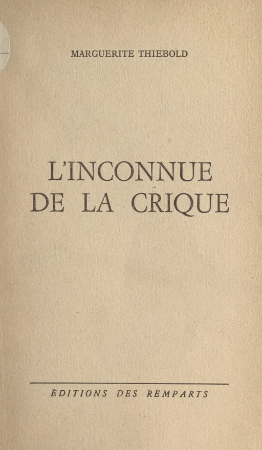 L'inconnue de la crique - Marguerite Thiébold - FeniXX réédition numérique