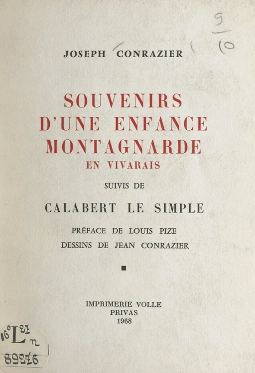 Souvenirs d'une enfance montagnarde en Vivarais - Joseph Conrazier - FeniXX réédition numérique