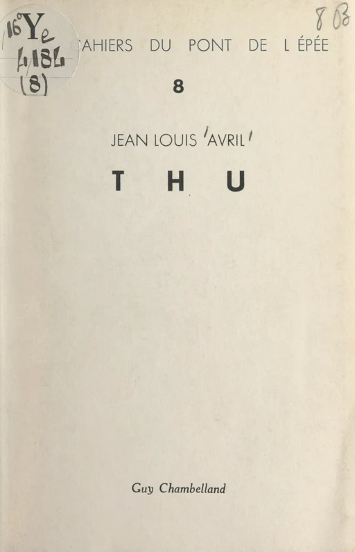 Thu - Jean Louis Avril - FeniXX réédition numérique