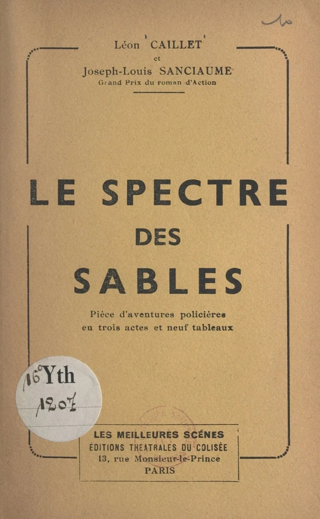 Le spectre des sables - Léon Caillet, J.-L. Sanciaume - FeniXX réédition numérique