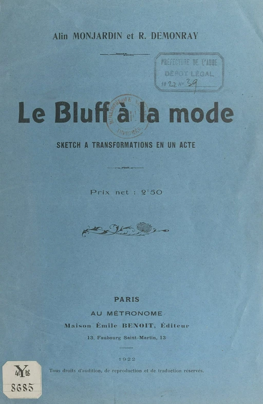 Le bluff à la mode - R. Demonray, Alin Monjardin - FeniXX réédition numérique