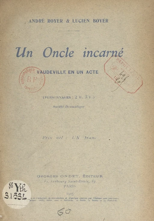 Un oncle incarné - Lucien Boyer, André Royer - FeniXX réédition numérique